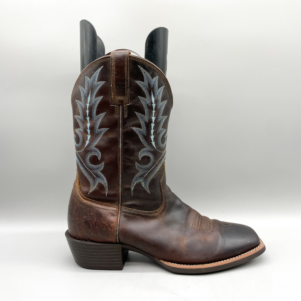 Ariat Mens 11D Heritage Roughstock Western Cowboy Boots Brown Leather Square Toe